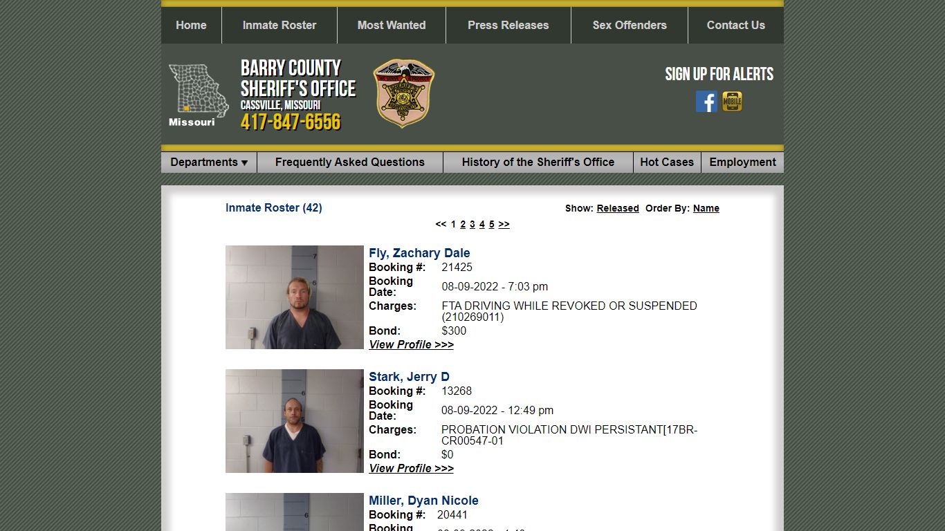 Inmate Roster - Current Inmates Booking Date Descending ...